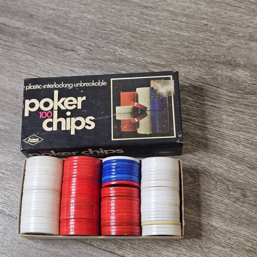 Lowe Poker Chips Vintage 1960s Box Sets Red White Blue Plastic 100 Count